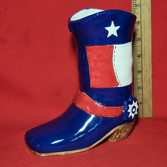 Dining Style Utensil Holder Blue Boot Ceramic Texas Lone Star - Picture 9 of 12